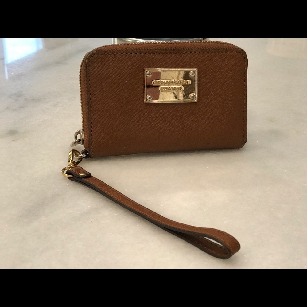 Michael Kors Brown Leather Wristlet